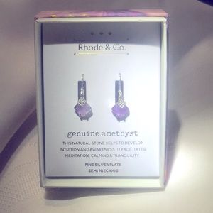 Rhode & Co. Genuine Amethyst Fine Silver Plate Semi Precious Earrings